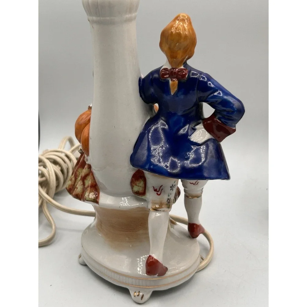 PAIR VINTAGE VICTORIAN‎ COLONIAL COUPLE FUGURINE LAMP HANDPAINTED NIPPON JAPAN
